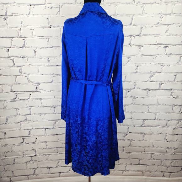 Torrid Floral Jacquard Trench Jacket Coat Womens Plus 2X Blue Elegant Holiday - Picture 2 of 12